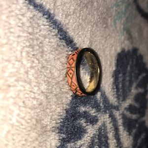 Coral Tribal Print Ring